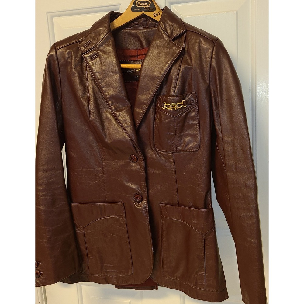 Etienne Aigner Brown Leather Jacket - Picture 16 of 16